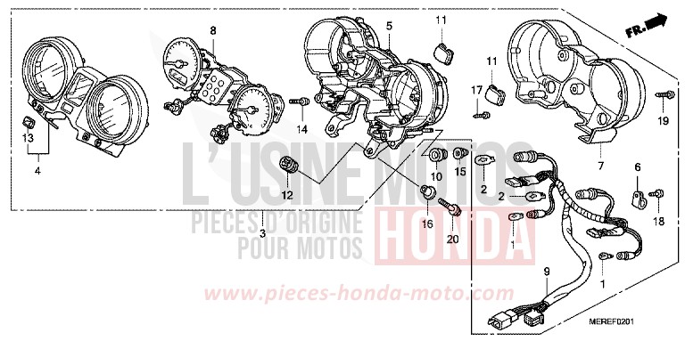 COMPTEUR (CBF600N/NA) de CBF600N ABS PEARL AMBER YELLOW (Y200) 2009